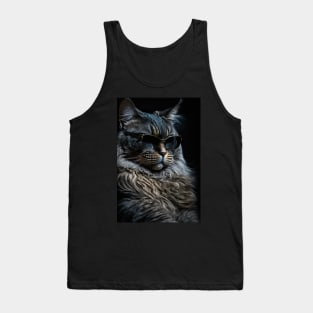 Cool cat portrait looking out in the distance with sun glasses Tank Top